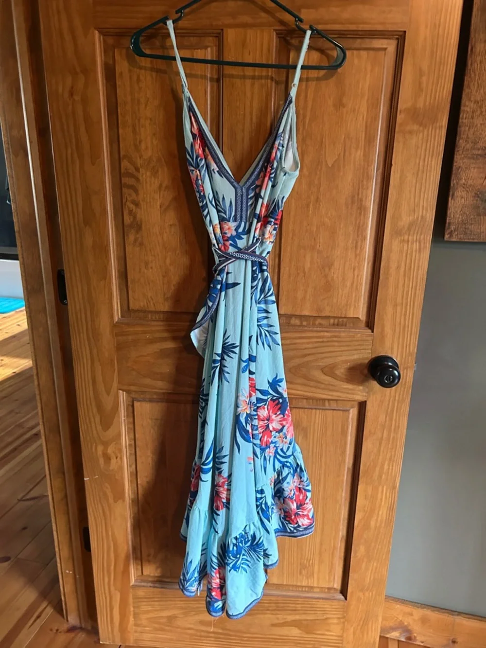 Jealous Tomato Blue Floral Wrap Midi Dress - Picture 6 of 7